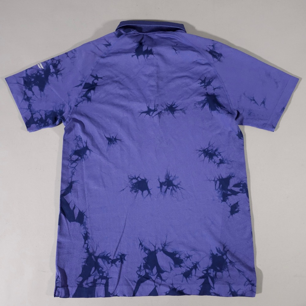 Fabletics Polo Shirt Mens Medium Purple Tie Dye Short Sleeve Athletic Top - Picture 5 of 5